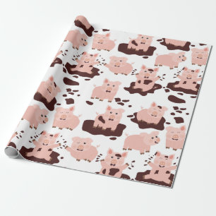 Papel De Regalo Cerdos Lindos Jugando en Animales de Granja de Bar