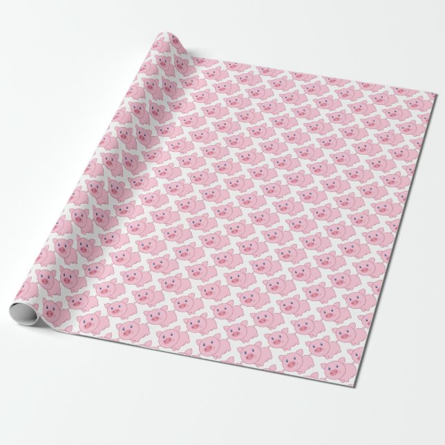 Papel De Regalo Cerdos rosados (Desenrollado)