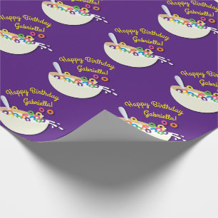 Papel De Regalo Cereal Bowl Niños Sleepover Fiesta de Cumpleaños C