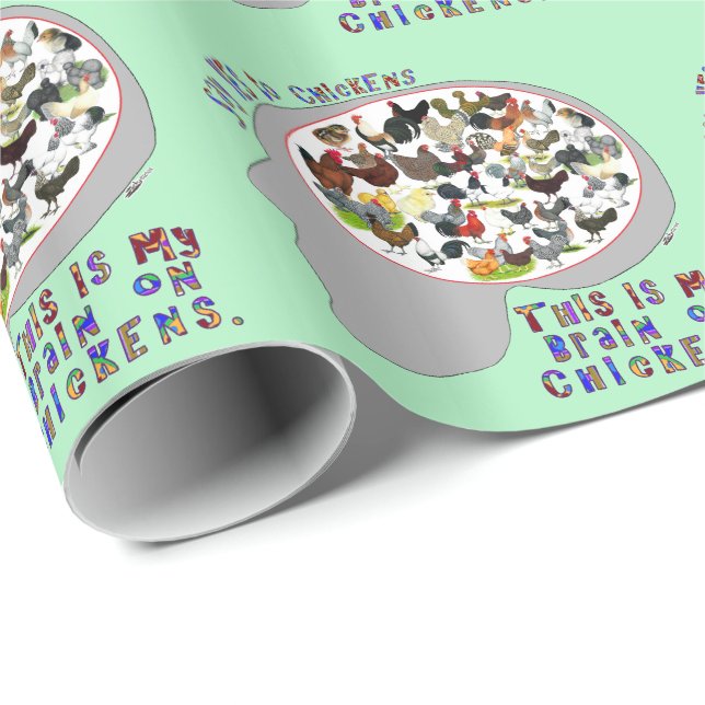 Papel De Regalo Cerebro sobre pollos (Esquina del rollo)