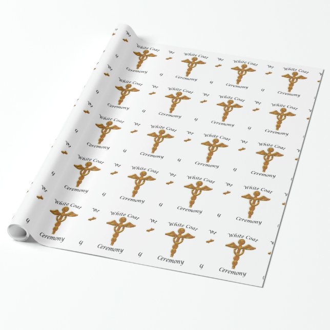 Papel De Regalo Ceremonia de Abrigo Blanco Médico de oro, regalo d (Desenrollado)