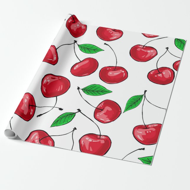 Papel De Regalo Cerezas (Desenrollado)