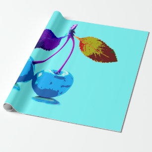 Papel De Regalo Cerezas azules brillantes