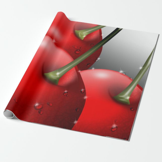 Papel De Regalo Cerezas con gotas de excremento (Desenrollado)