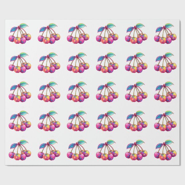 Papel De Regalo Cerezas de colores (Superficie plana)