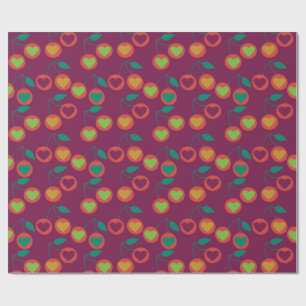 Papel De Regalo cerezas de corazón magenta