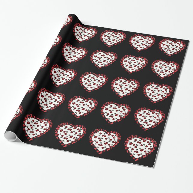Papel De Regalo Cerezas de Rockabilly RAB Estampado de Corazón de  (Desenrollado)