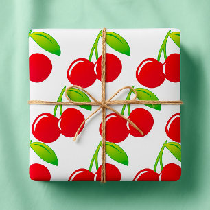 Papel De Regalo Cerezas rojas brillantes maduras