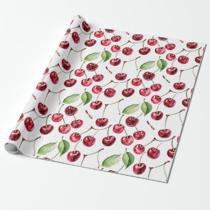 Papel De Regalo Cerezas y hojas de inspiración vintage