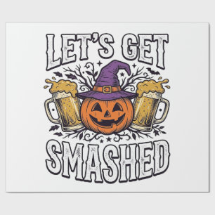 Papel De Regalo Cerveza de calabaza Halloween Let's Get Smashed