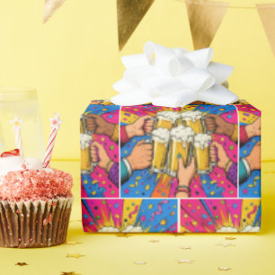Papel De Regalo Cerveza de Cumpleaños Aclamaciones Arte Pop