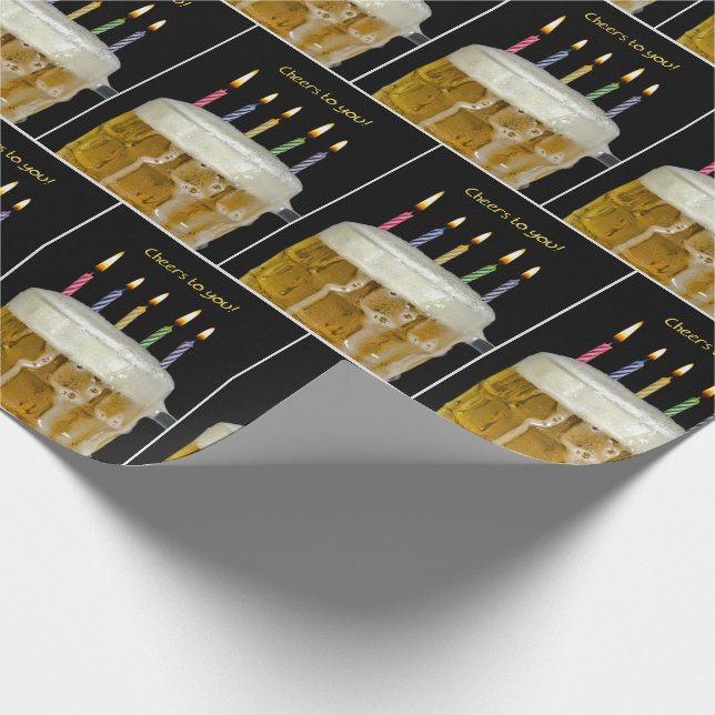 Papel De Regalo Cerveza de Cumpleaños Mug Con Velas (Esquina)