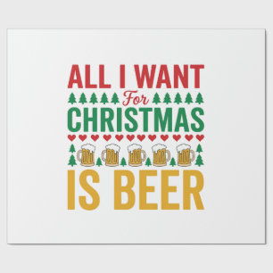 Papel De Regalo Cerveza de Navidad Diseño Divertido de Bebida de F