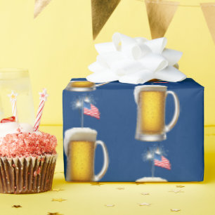 Papel De Regalo Cerveza patriótica de cumpleaños con esparklers