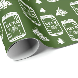 Papel De Regalo Cerveza puede ser árbol de Navidad en verde