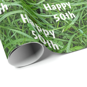 Papel De Regalo Césped Verde 50 Cumpleaños