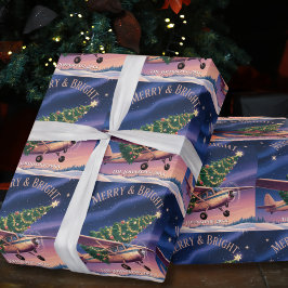 Papel De Regalo Cessna Airplane carries Christmas Tree Photo Funny