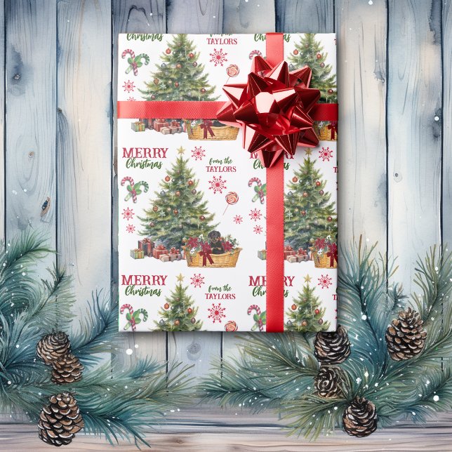 Papel De Regalo Cesta de cachorros de Rottweiler bajo el árbol (Subido por el creador)