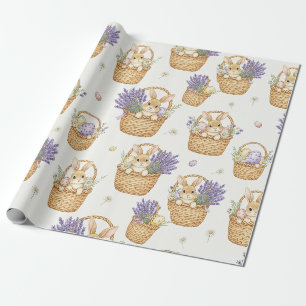 Papel De Regalo Cesta de conejo de Pascua Patrón de huevo pastel