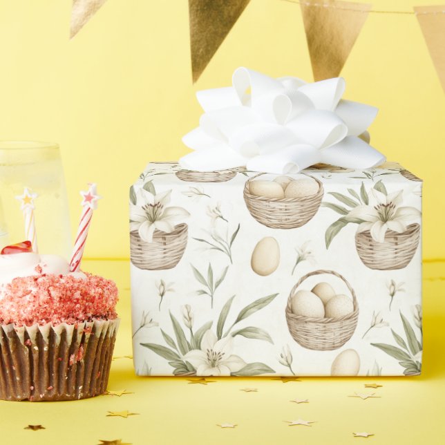 Papel De Regalo Cesta de Huevos de Pascua | Pascua neutral (Fiesta de cumpleaños )
