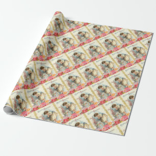 Papel De Regalo Cesta de huevos de Pascua vintage Niña pequeña fel