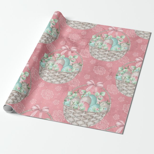 Papel De Regalo Cesta de Pascua adorable (Desenrollado)