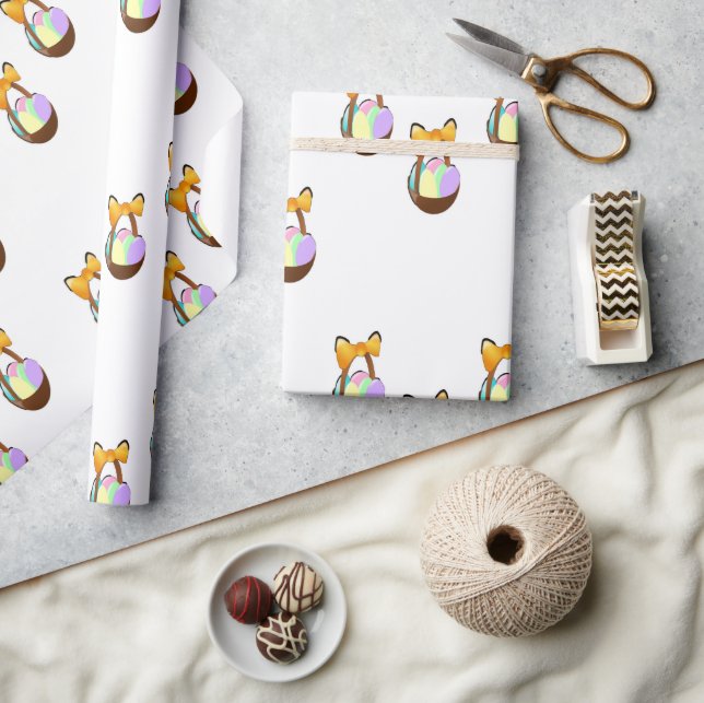 Papel De Regalo Cesta de Pascua con arco naranja (Artesanía)