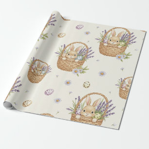 Papel De Regalo Cesta de Pascua de conejito lindo pastel de primav