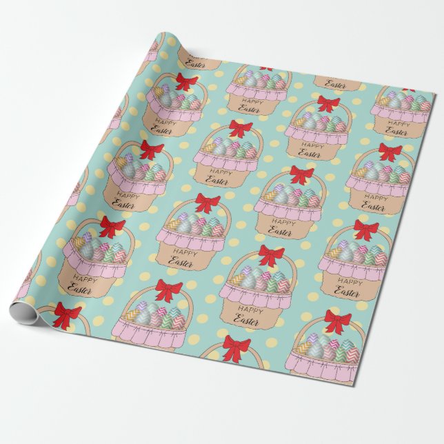 Papel De Regalo Cesta de Pascua y Huevos Pastel de Pascua (Desenrollado)