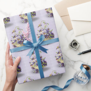 Papel De Regalo Cesta de Púrpura Pansy