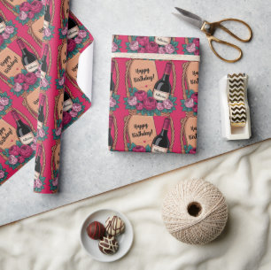Papel De Regalo Cesta de regalo con vino, rosas y nombre personali