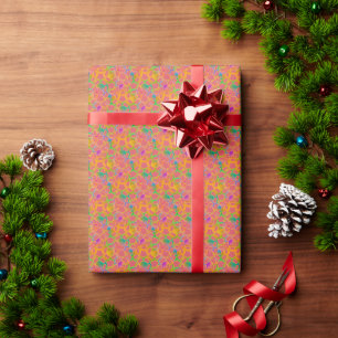 Papel De Regalo Chainmail floral en rosa