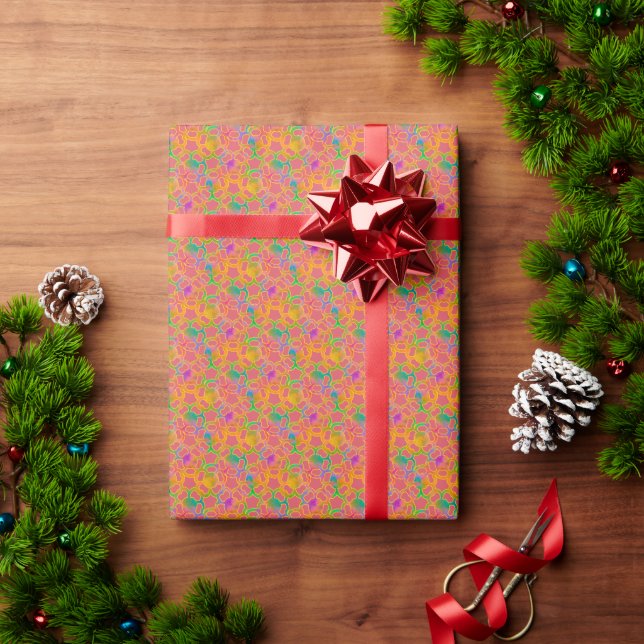 Papel De Regalo Chainmail floral en rosa (Regalo de vacaciones)