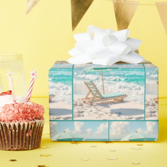 Papel De Regalo Chaise Lounge On White Ocean Sand (Fiesta de cumpleaños )