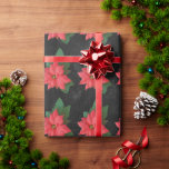 Papel De Regalo Chalkboard Botanical Merry Christmas Watercolor<br><div class="desc">Elegante Poinsettia floral con Navidades de fondo de pizarra negra Papel de envoltura de vacaciones,  patrón sin fisuras.</div>
