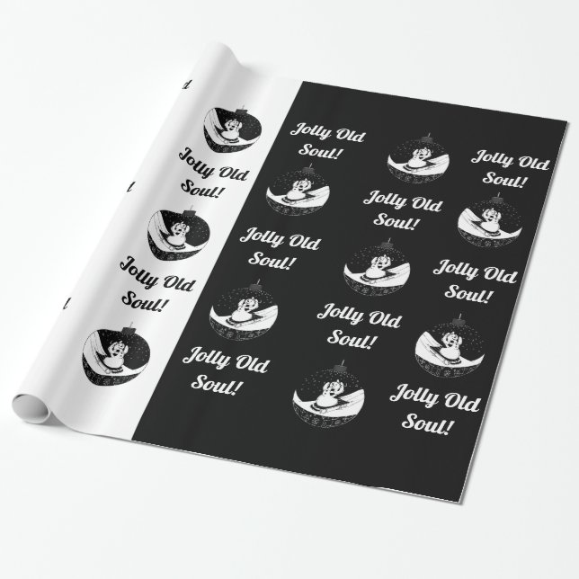 Papel De Regalo Chalkboard -Snowman - Negro / Blanco (Desenrollado)