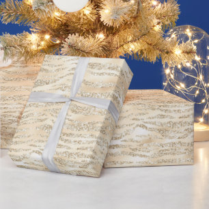 Papel De Regalo Champagne Faux Purpurina Zebra Stripes