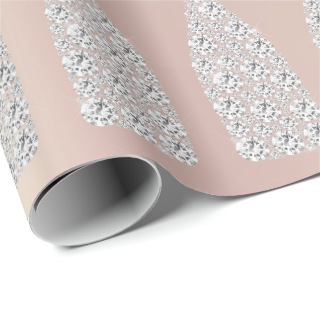 Papel De Regalo Champagne Swarovski Crystals Diamond Botella Pearl (Esquina del rollo)