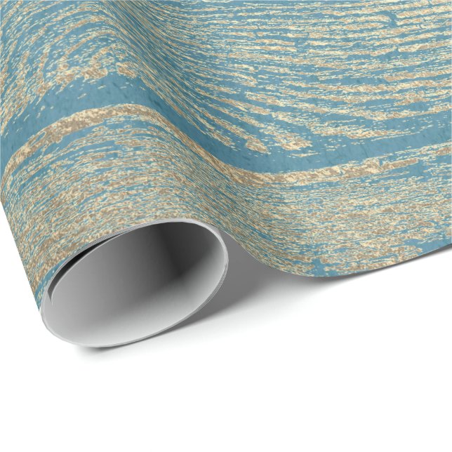 Papel De Regalo Champaign Gold Shabby Blue Pastel (Esquina del rollo)