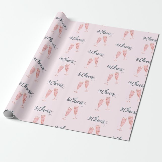 Papel De Regalo Champán de oveja rosa (Desenrollado)