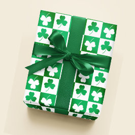 Papel De Regalo Champán verde sobre el Fiesta irlandés de Checkerb