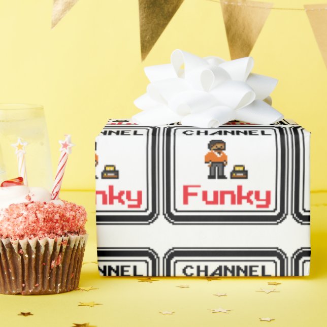 Papel De Regalo Channel Funky Pixel Art (Fiesta de cumpleaños )