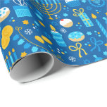 Papel De Regalo Chanukah celebra las estrellas judías de gloria co<br><div class="desc">Añade un poco de color y brillo vacacional con este divertido diseño de papel de envoltura de Chanukah. Apropiado para niños o adultos, necesidades de envoltura de regalos corporativos o familiares. Hay bolsas de regalo coordinadas, papel tisular y cinta para una completa apariencia de Chanukah, o puedes mezclar y emparejar...</div>