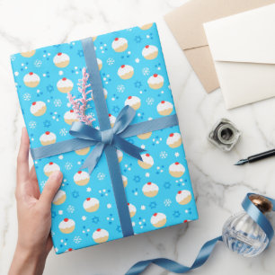 Papel De Regalo Chanukah Jelly Doughnut Estrellas judías copas de