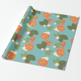 Papel De Regalo Charca azul de Koi