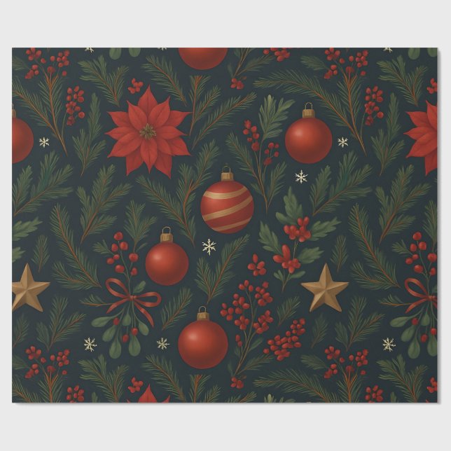 Papel De Regalo Charcoal Bloom - Charcoal Floral Holiday (Superficie plana)