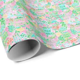 Papel De Regalo Charleston Pastel Elegante Patrón de Palm Beach