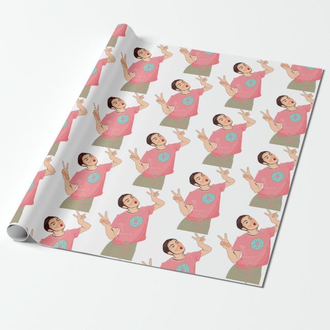 Papel De Regalo Charli Damelio TikTok blanco (Desenrollado)