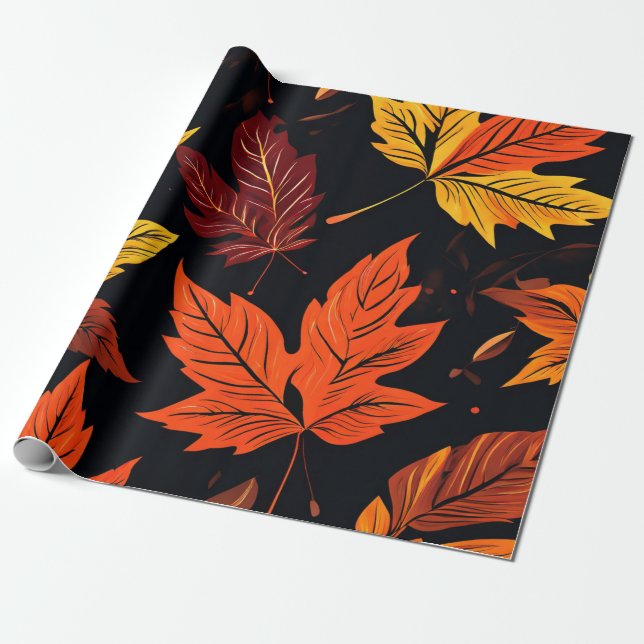 Papel De Regalo Charm Woodland: Collage de hojas de otoño (Desenrollado)