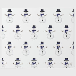 Papel De Regalo Charming Classic Snowman with Blue Scarf